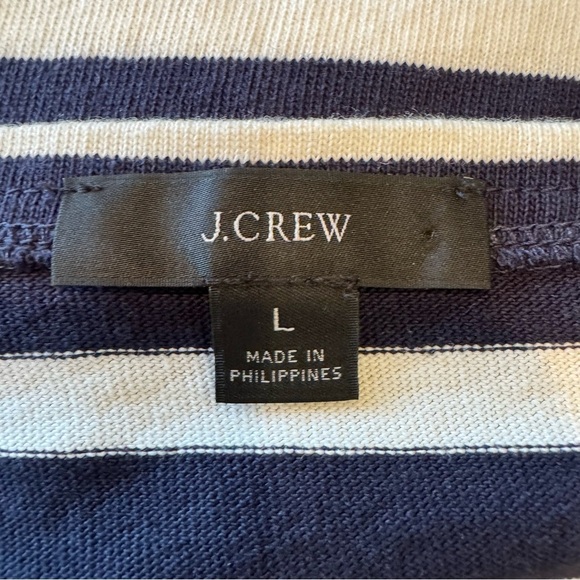 JCrew Women’s Long Sleeve Mariner Cloth Stripes Navy Blue Cream Size Large - Picture 5 of 7